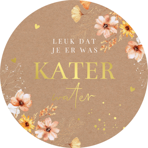 Sticker voor katerwater bloemen geel oranje | 12 stuks