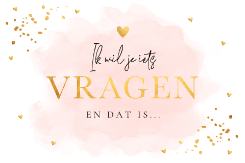Getuige kaart ik wil je iets vragen roze waterverf goudlook