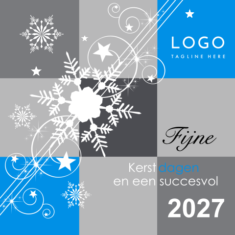 Zakelijke kerstkaart blauw grijs 2027 modern
