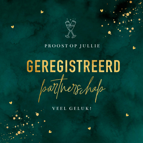 Felicitatie geregistreerd partnerschap kaart groen goudlook