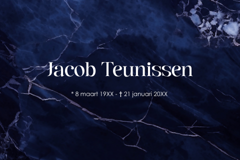 Rouwkaart donkerblauw met marmerlook voor een man