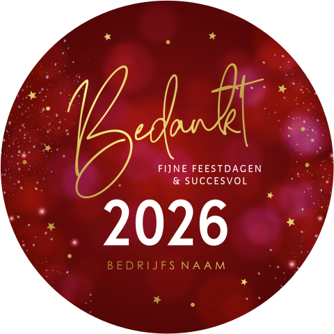 Zakelijke kerstkaart rood rond bedankt 2026 goudfolie