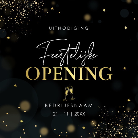 Zakelijke uitnodiging opening zwart met luxe goudfolie