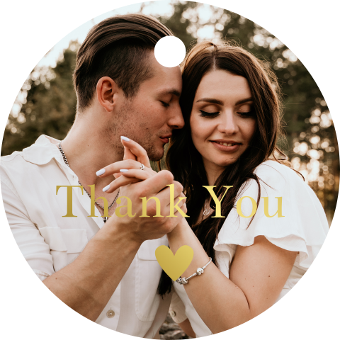 Ronde labeltje huwelijk met foto 4x4 cm | 16 stuks