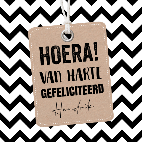Verjaardagskaart zigzag print zwart wit