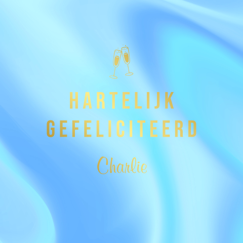 Verjaardagskaart holografisch blauw man met goudfolie