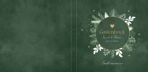 Gastenboek bruiloft winter wedding groen kersttakjes