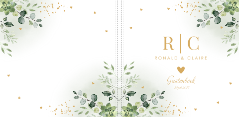 Gastenboek bruiloft botanisch bladeren groen
