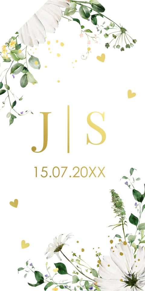 Labeljes huwelijk veldbloemen groen | 16 stuks