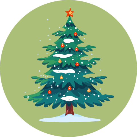 Kerst sluitstickers groen met kerstboom 