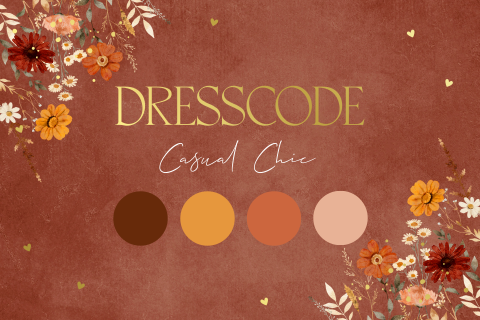 Dresscode kaartje huwelijk kleurenpalet herfst bloemen