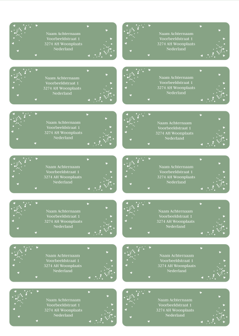 Adressticker groen spetters | 14 stuks 97X34 mm