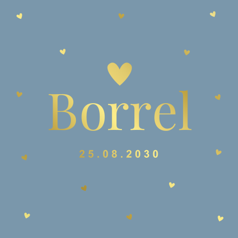 Kraamborrelkaart jongen blauw goudfolie