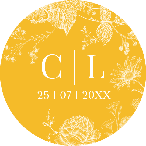 Sluitzegels huwelijk geel botanisch floral