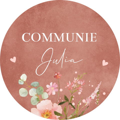 Sluitstickers communie roestbruin bloemen | 25 stuks
