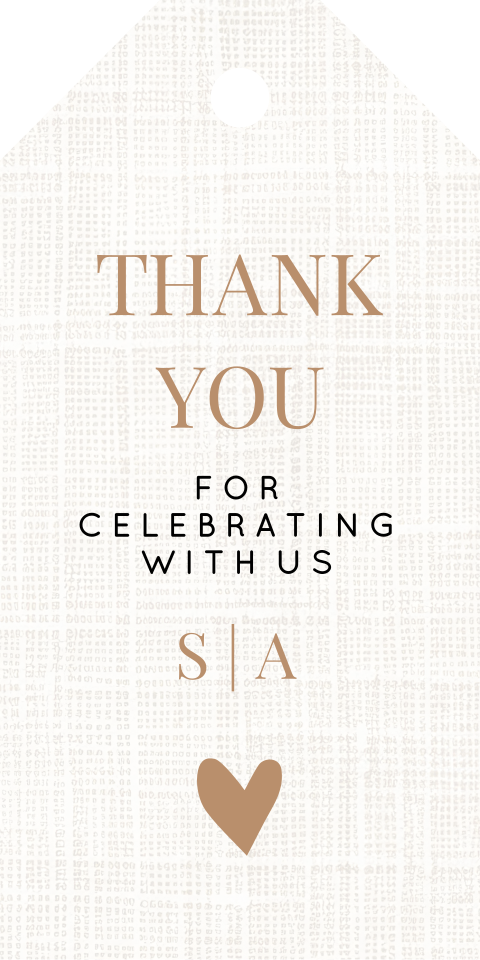 Bruiloft labeltje beige linnenlook