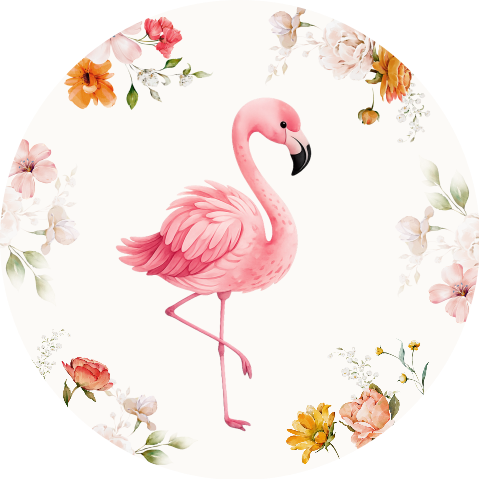 Sluitstickers geboortekaartje flamingo bloemen | 25 stuks