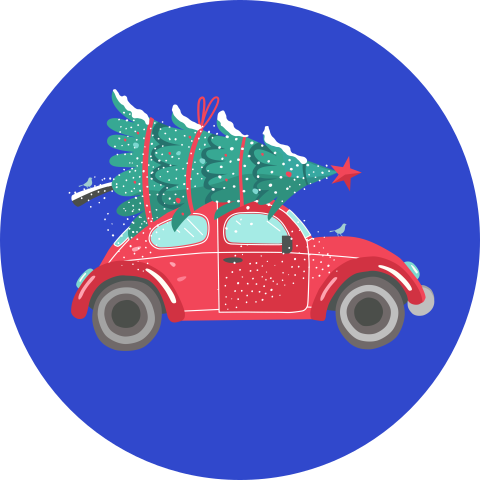 Kerst sluitstickers verhuisbericht met auto