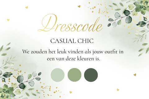 Dresscode kaartje kleurenpalet groen botanisch floral