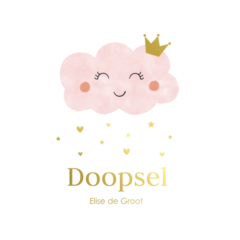 Doopkaart meisje wolkje goudfolie