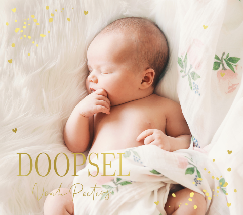 Doopkaart foto spetters goudfolie