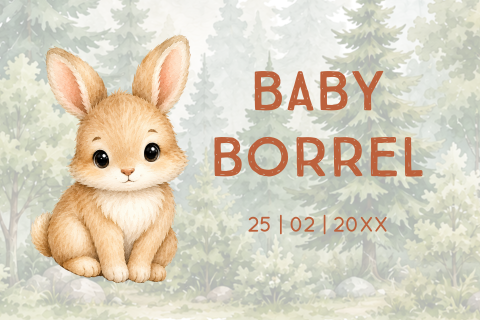 Babyborrel kaartje met lief konijntje