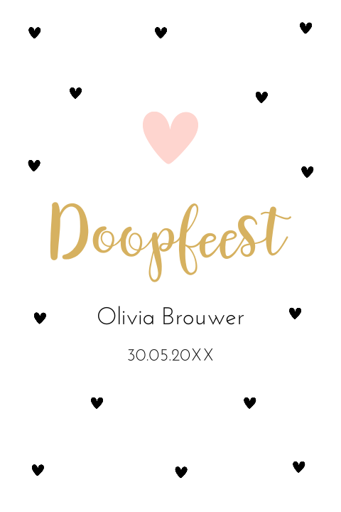 Doop uitnodiging meisje hartjes