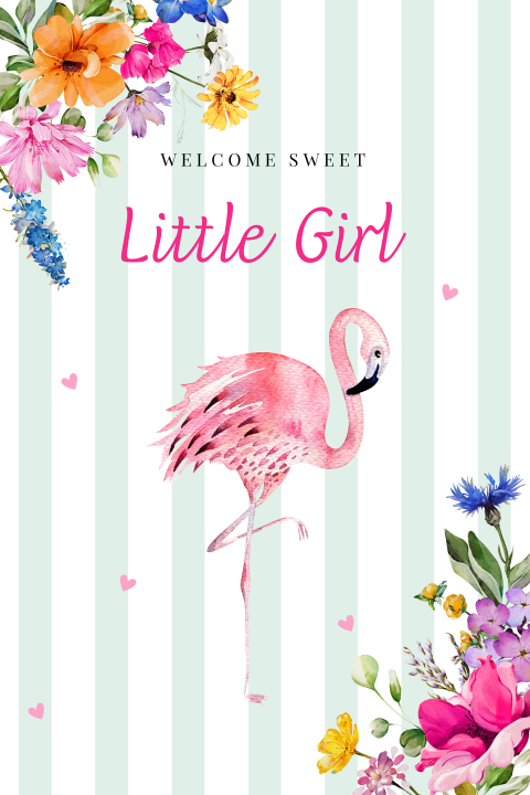 Felicitatie kaart geboorte dochter baby meisje flamingo  roze