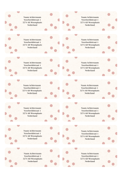 Adresstickers gekleurde dots oudroze | 14 stuks 97X34 mm