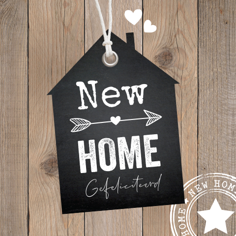 Felicitatie nieuwe woning houtlook