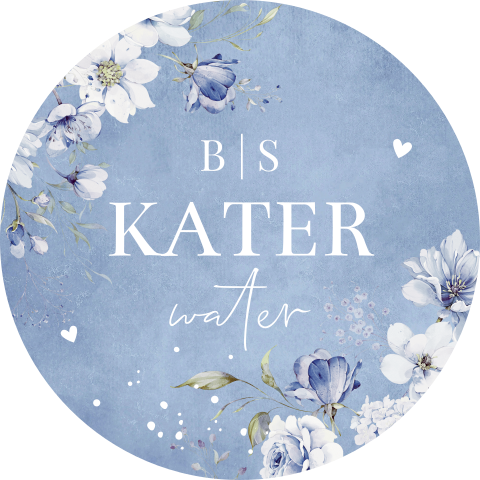 Sticker voor katerwater bloemen blauw | 12 stuks