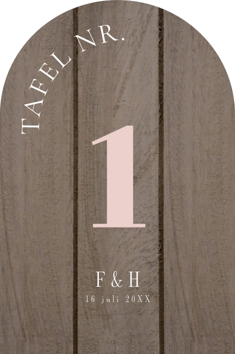 Tafelnummers bruiloft houtlook boog (95x143mm)