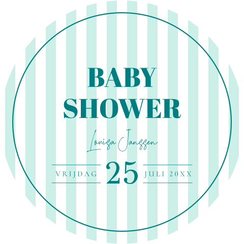 Babyshower uitnodiging streep groen rond