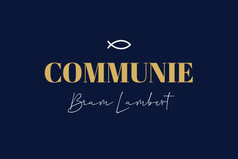 Communie uitnodiging jongen donkerblauw modern rustig