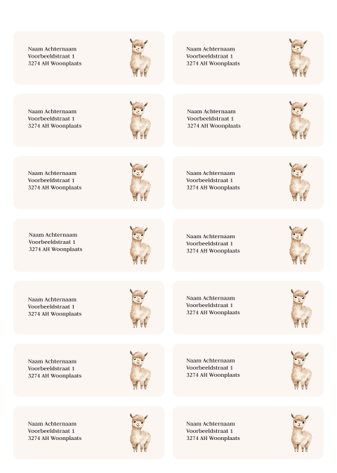 Adressticker boerderij lama