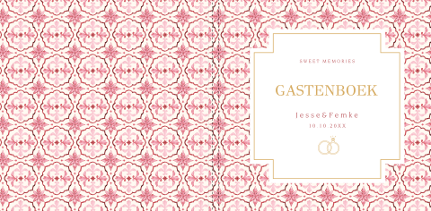 Gastenboek huwelijk mediterraans patroon roze