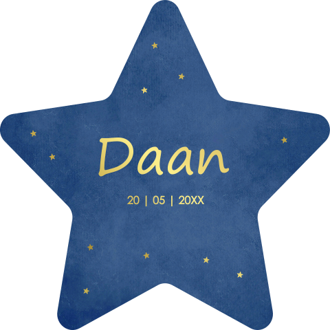 Geboortekaartje jongen ster donkerblauw goudfolie