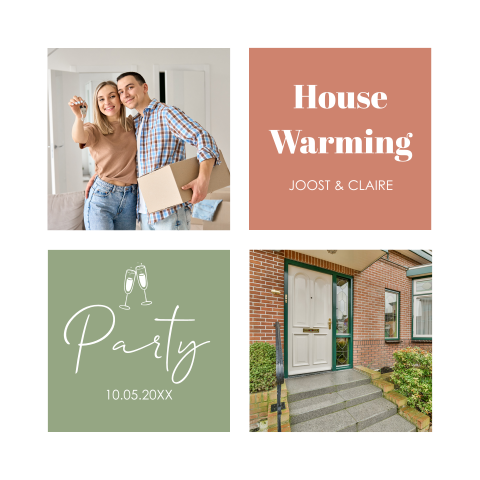 Housewarming party uitnodiging foto vlakken gekleurd