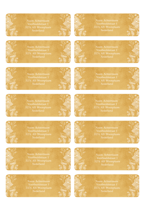 Adresstickers geel botanisch bloemen