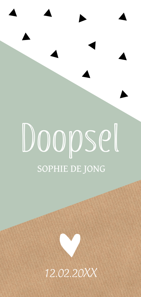 Doopkaart jongen geometrisch driehoekjes kraft groen