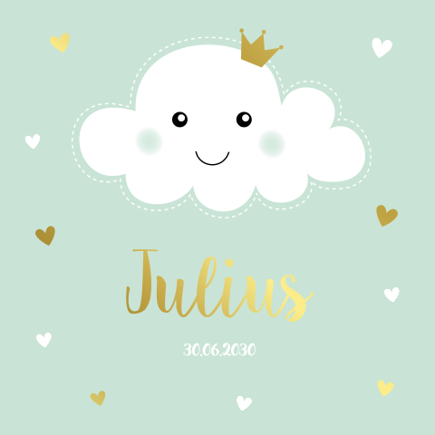 Folie geboortekaartje wolkje jongen