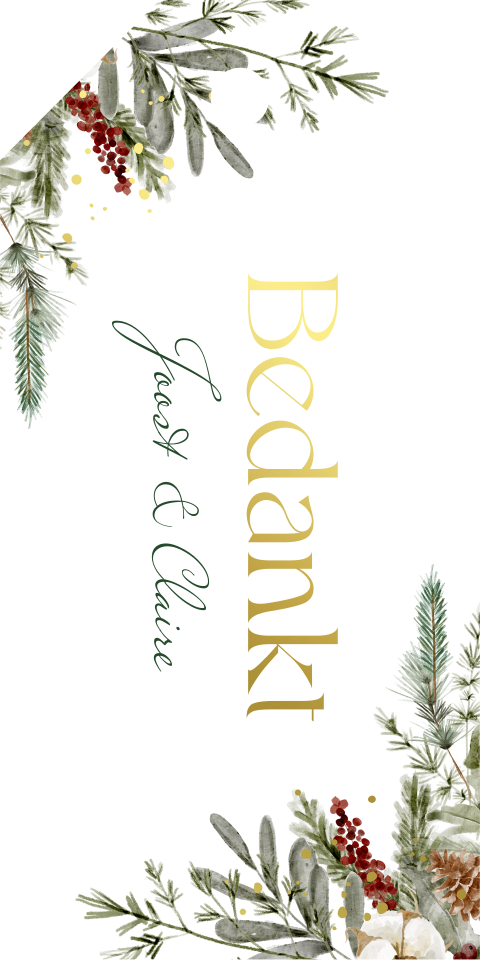 Labeltjes huwelijk kersttakjes groen goudfolie