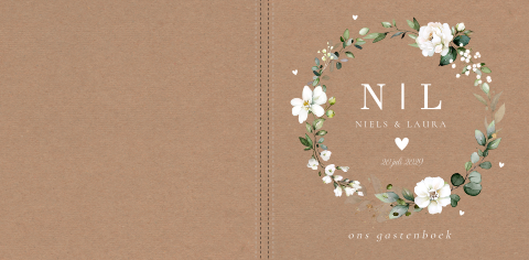 Gastenboek bloemen wit groen kraflook