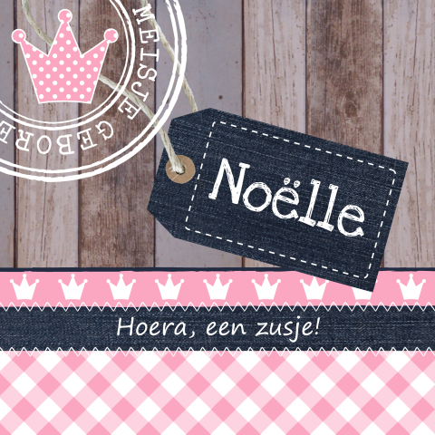 Geboortekaartje zusje hout