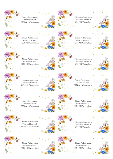 Adresstickers zomerse bloemen paars | 14 stuks 97X34 mm