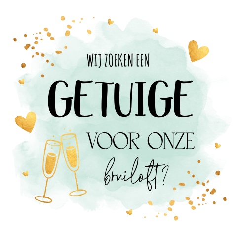 Getuigekaart groen watercolour goudlook wij zoeken een getuige