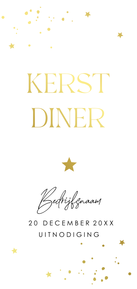 Kerstdiner uitnodiging zakelijk langwerpig wit goudfolie