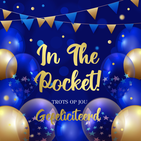 Geslaagd kaart felicitatie ballonnen blauw goudfolie