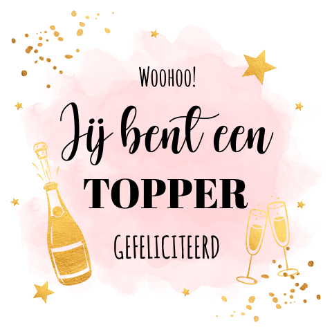 Felicitatiekaart geslaagd diploma vrouw roze goud