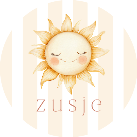 Stickers geboorte traktatie zon geel zusje | 25 stuks